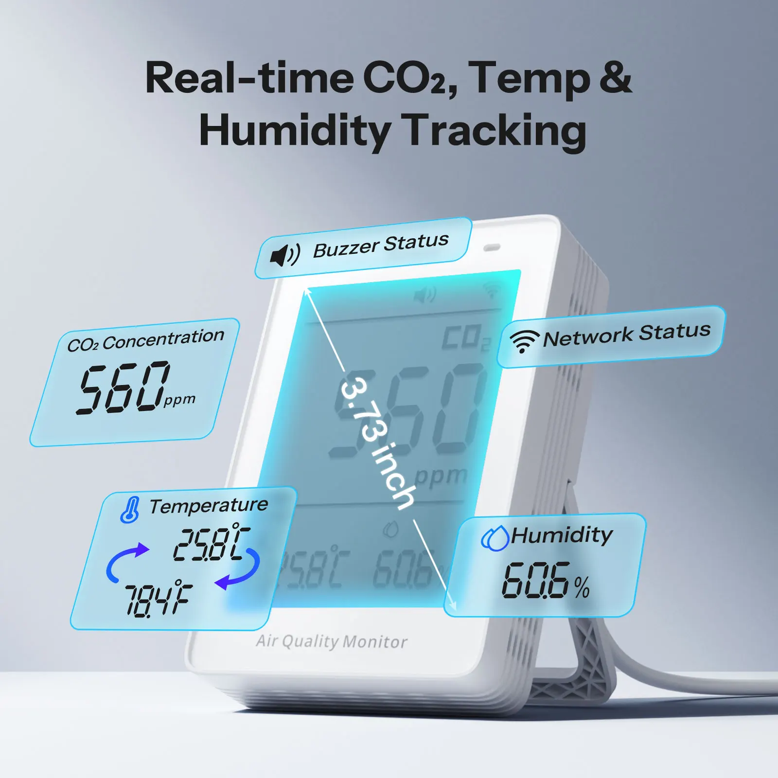 SONOFF SAWF-08P AirGuard CO2 Monitor jakości powietrza z obsługą Wi-Fi, monitorowanie wielu parametrów środowiska, kompatybilny z Alexa i Apple Home — zdjęcie produktu 4