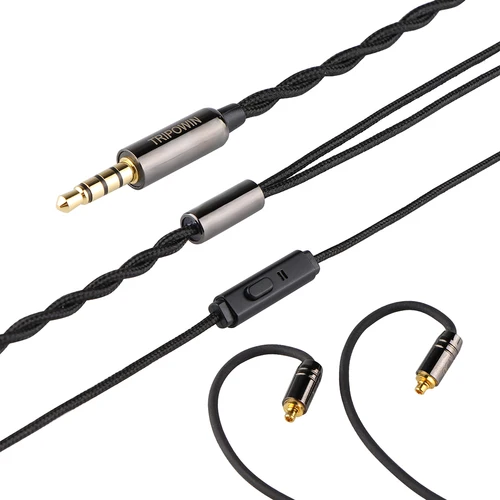 Imagen 1 del producto Tripowin Zombur 4N Cable libre de oxígeno OFC de alta pureza Cable HiFi IEM con micrófono capa exterior de hilo de algodón para reemplazo de audiófilos