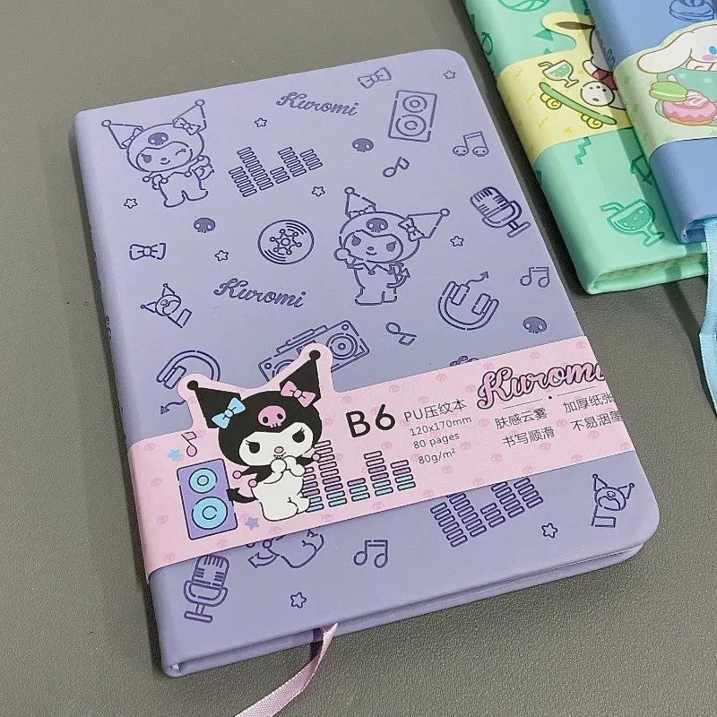 Sanrio Kuromi Cartoon B6 PU Hard Shell Embossed Notebook Cute Colorful Pages Thickened Paper Smooth Writing Student Diary