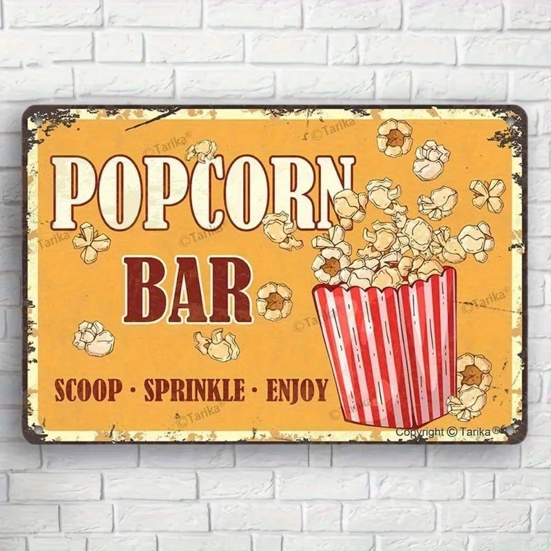 [ Metal Sign] Rustic es Metal Sign Vintage Popcorn Bar | Retro Iron Wall Art with 