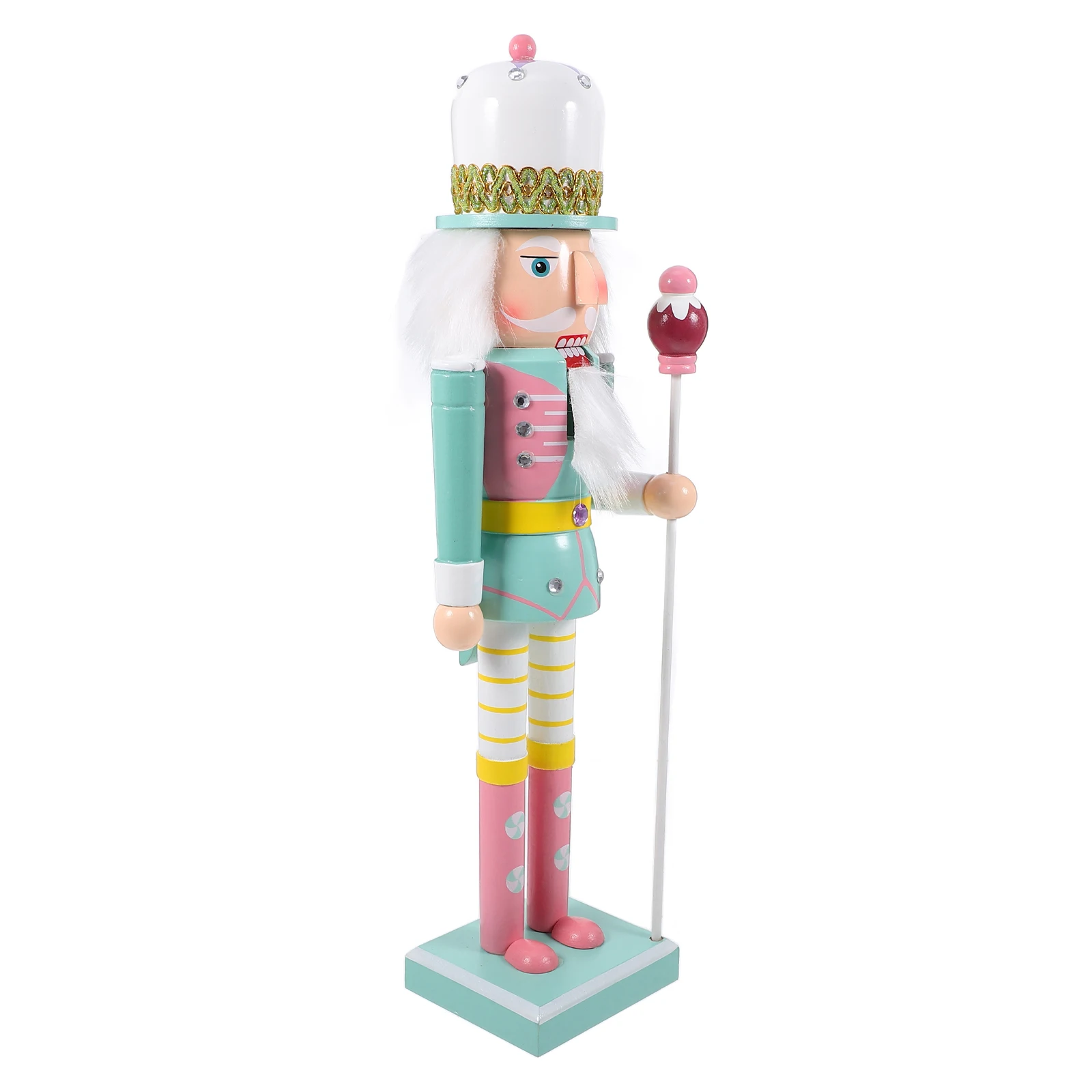 

Amosfun 38cm Nutcracker Christmas Figurine Wooden Soldier Ornament Pastel Candy Decor for Tree Party Centerpiece
