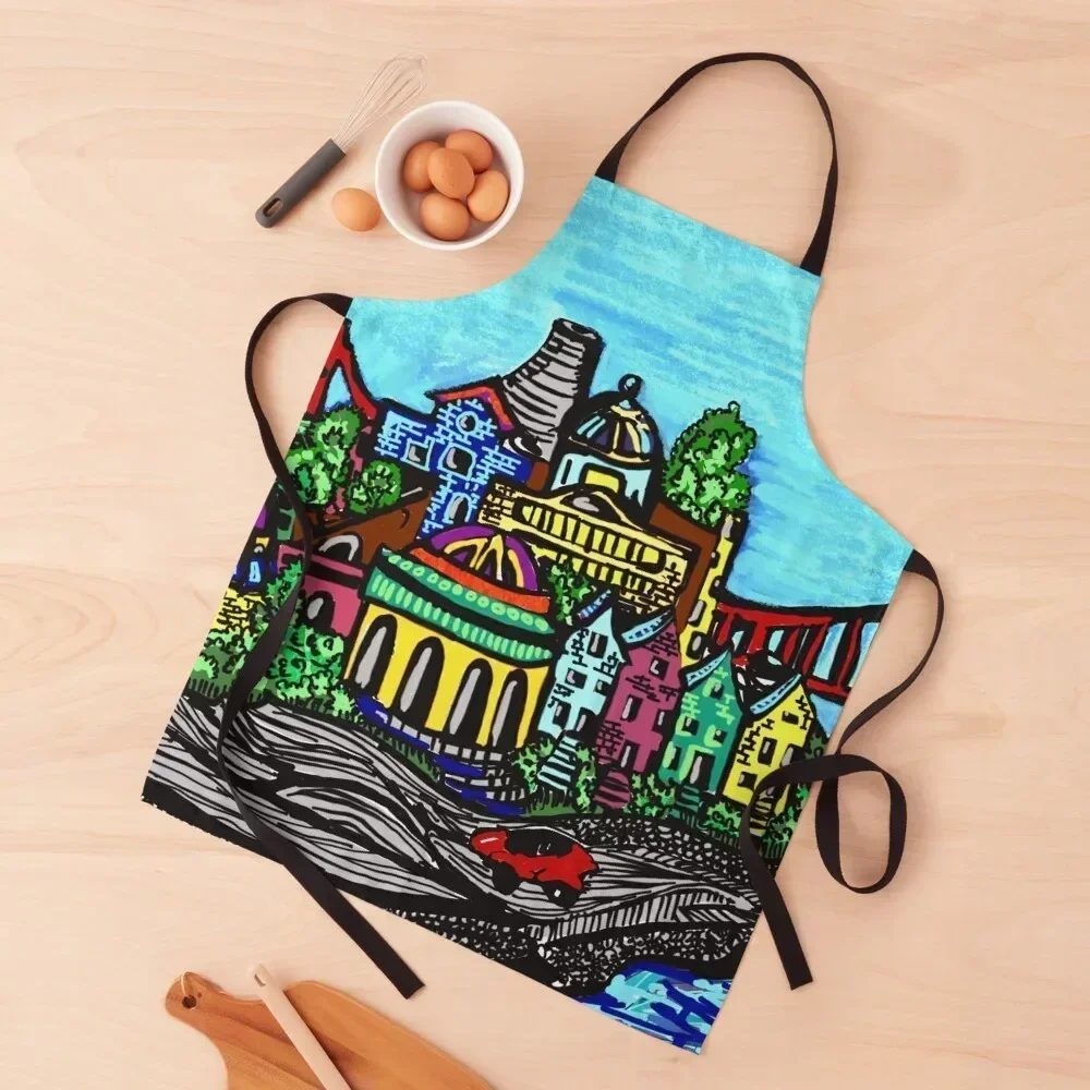 

Фартук с городской пейзажем, одежда для повара, мужская кухня, рождественское украшение, домашняя утварь, фартук