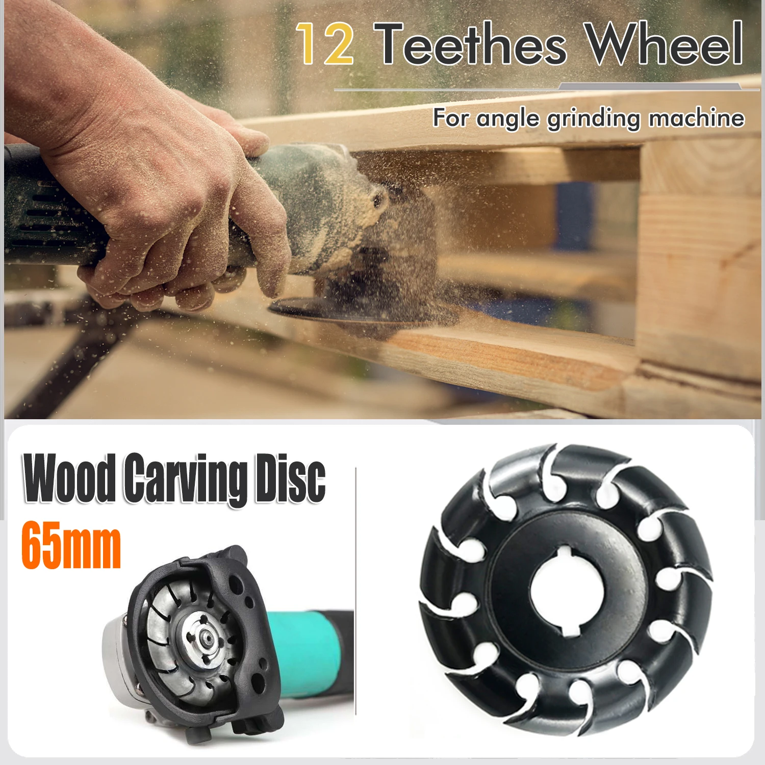 

Wood Carving Disc Cutter Angle Grinder Circular Saw Blade Double 12 Teethes Wheel Abrasive Cut Sharp Tree Woodworking 65mm