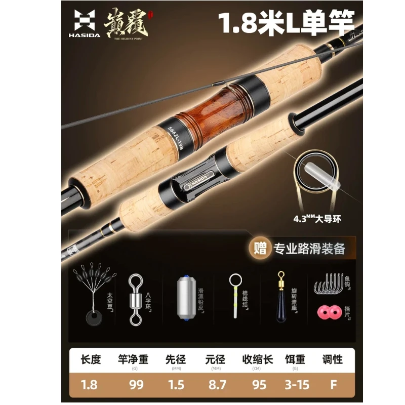 

Fishing Rod Hasida Lure Sliding With Spinning Reel 4.3mm Large Top Guide Ring Ultra Light Long Casting Fishing Set For Anglers