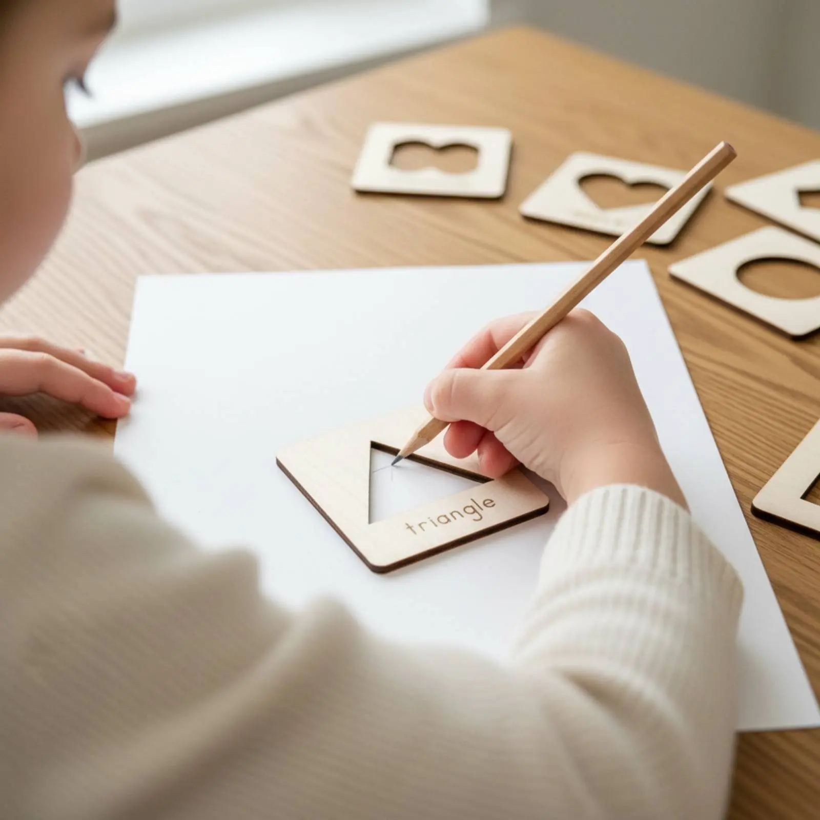 Wooden Shape Template Set Early Education Shape Template Set Geometric Templates Drawing Practice Geometric Blocks for Classroom