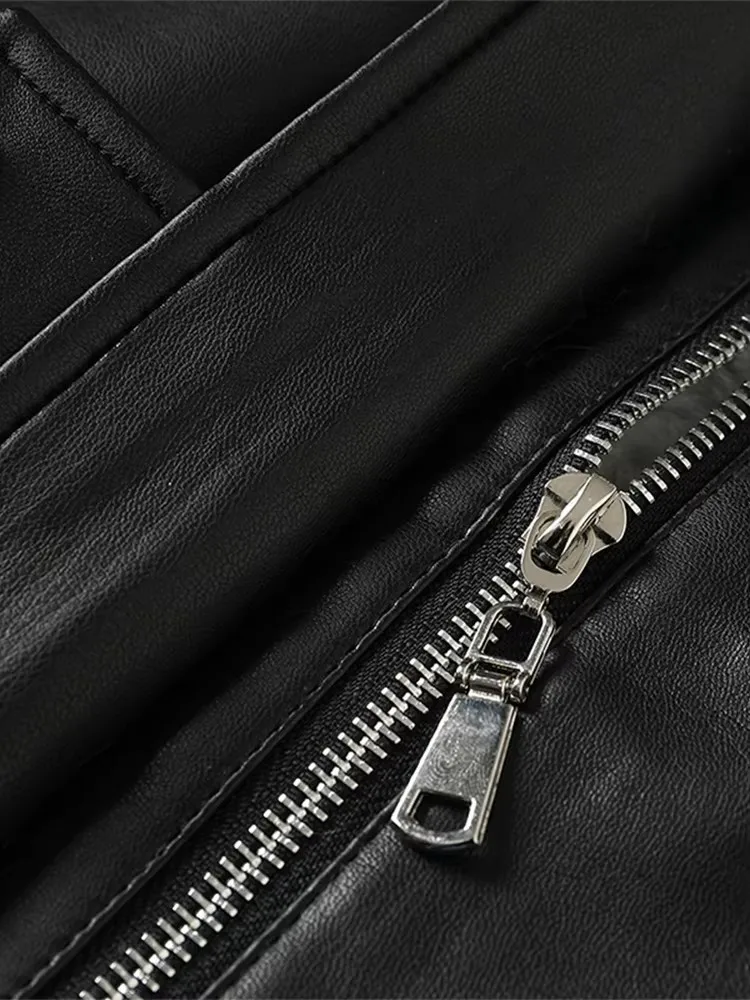 マウロイカルディ 秋冬 ルーズ 厚手 暖かい ブラック PUレザー ジャケット レディース フェイクファー付き 裏地と襟がファーのパーカー 2025