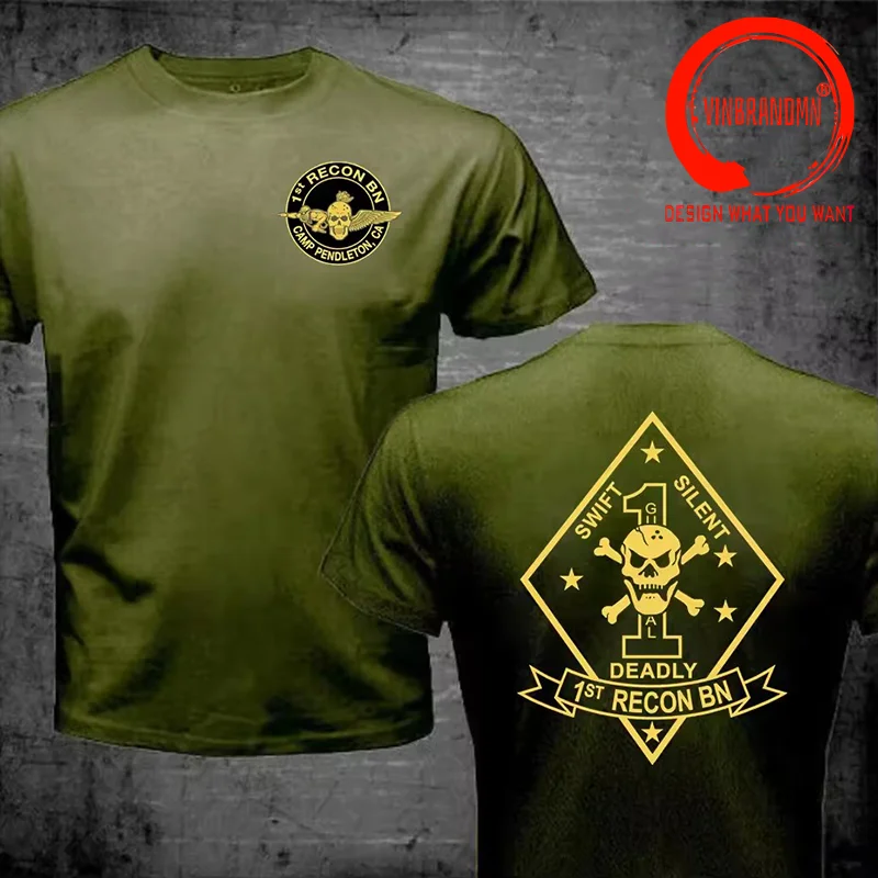 Camp Pendleton, CA . US Marine Corps 1st Recon T Shirt Men Fashion Casual T-Shirt Stylish Clothes Trendy Clothing Tops Tee Shirt