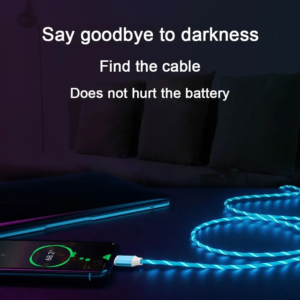 LED light Micro USB Type C Luminous Data Line Type C Data Cord Glowing Cable Charge Wire Mobile Phone Charging Cables