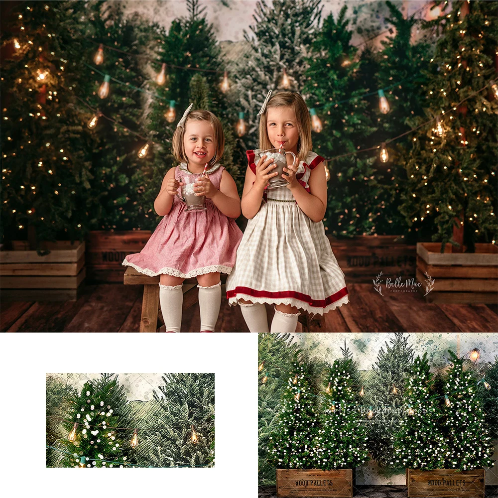 Pine Tree Forest Winter Backdrops Kids Baby Xmas Photography Child Family Photocall Adult Festival Christmas Trees Backgrounds