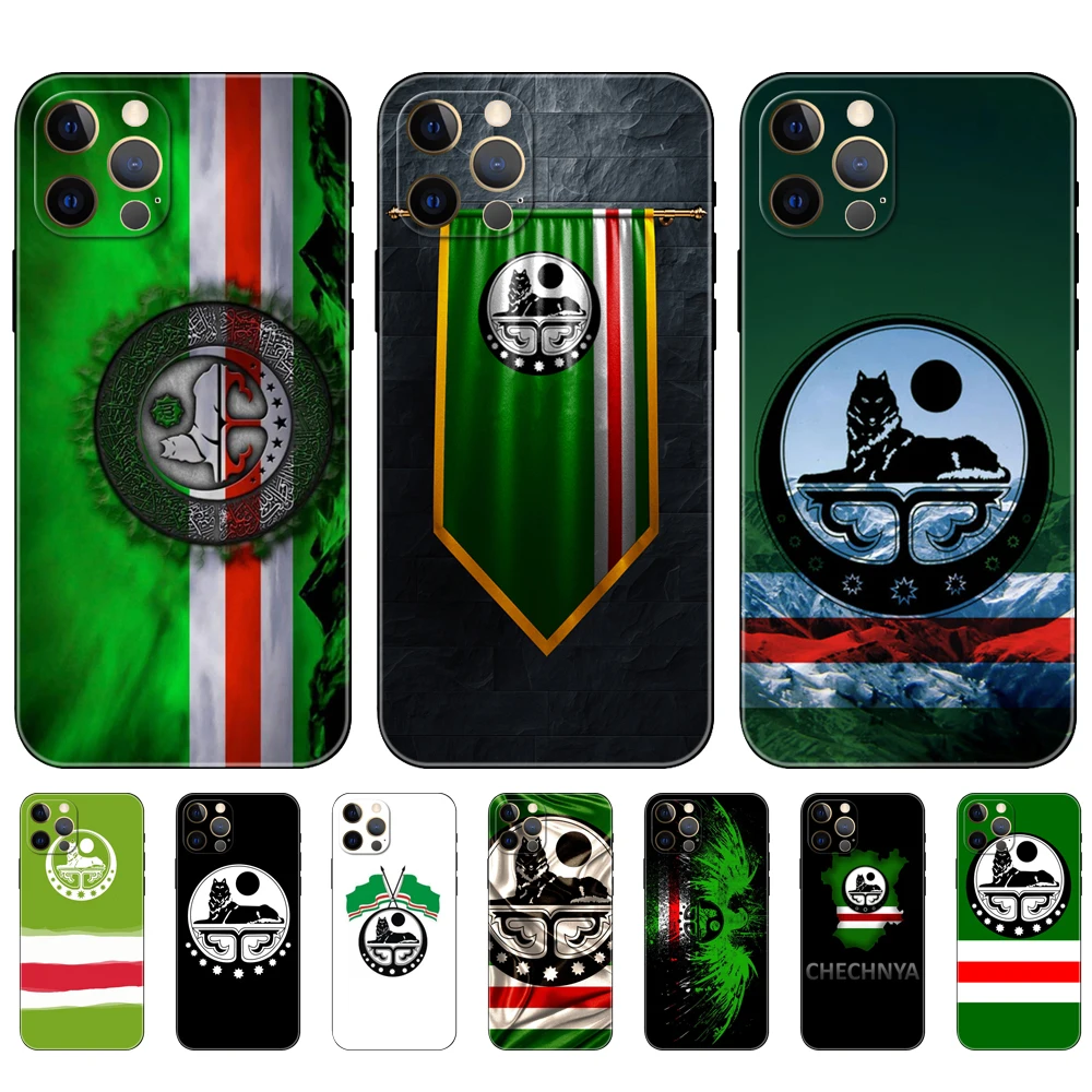 chechnya flag ，phone case for iphone，14 2020se 6 6s 7 8 plus x 10 XR XS 11 12 13 mini pro MAX soft black tpu back cover