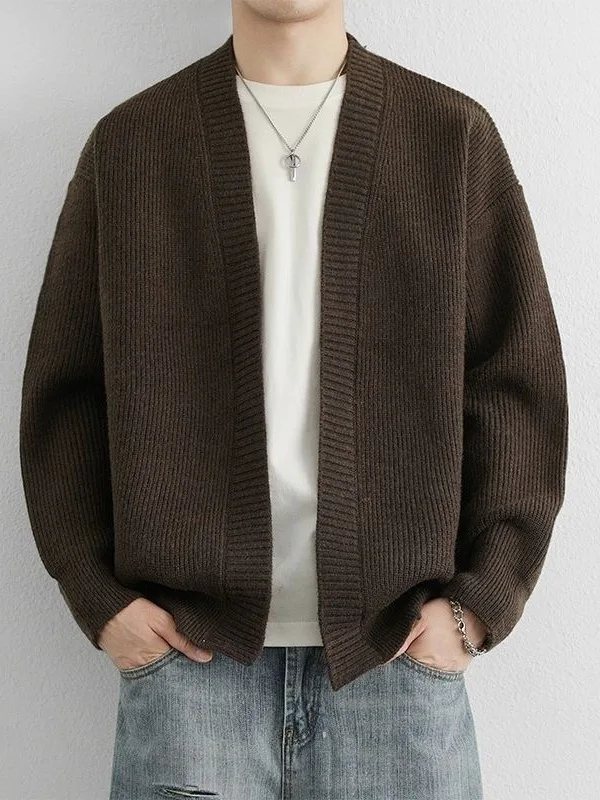 

Men's Open Cardigan Knitwear Loose Casual Sle Spring Autumn Simple Versatile Lazy Faion Soft Pure Color Knitted Sweater