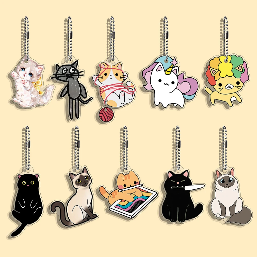 10/50 pcs/set Funny Cat Character Keychain Student Gift Bag Women's Bag Cute Things Gift For Best Friends Wholesale Gifts Kitty