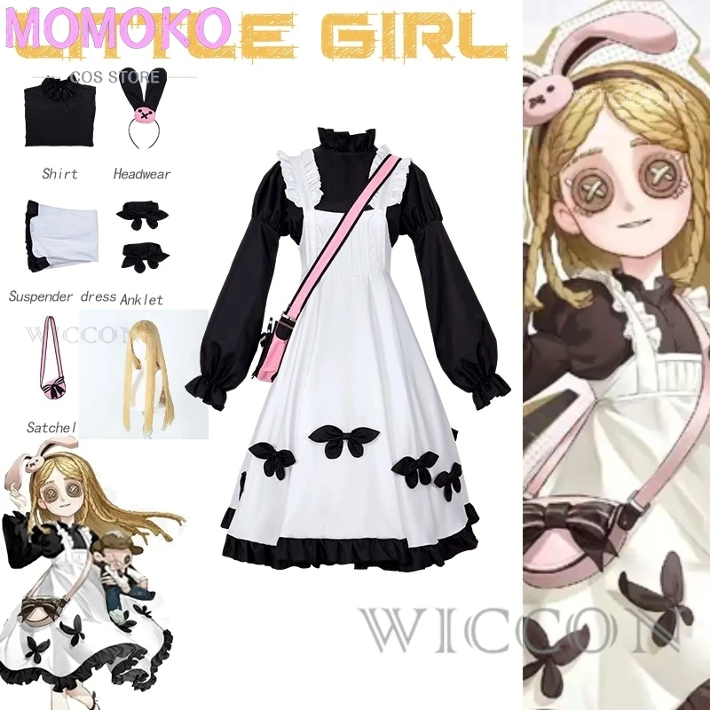 

Identity V Game "Little Girl" One Character Survivor Linkage Black And White Store Uniform With Pink Bag Cosplay Costume All Set