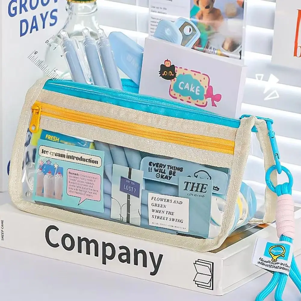 Detachable Large Capacity Pencil Case Portable Beauty Bag Stationery Pen Bag Aesthetic Ins Style Cosmetic Storage Bag