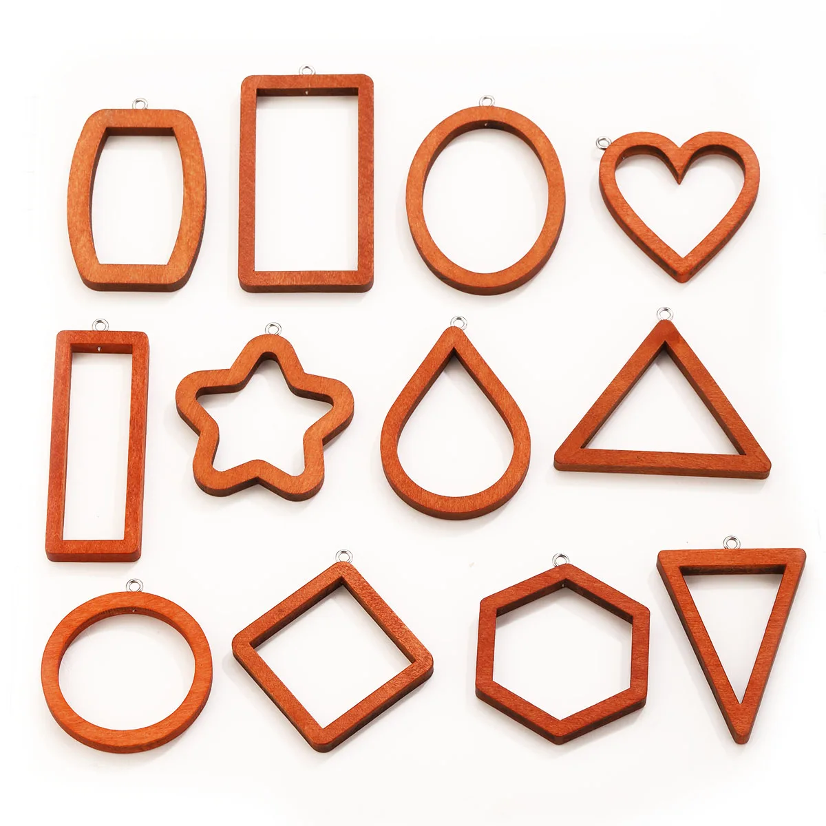 10PCS Dijes Geométricos de Madera Triangulares y Rectangulares para Pendientes, Pulseras, Conectores, Fornituras, Decoración de Resina UV, Fabricación de Joyería