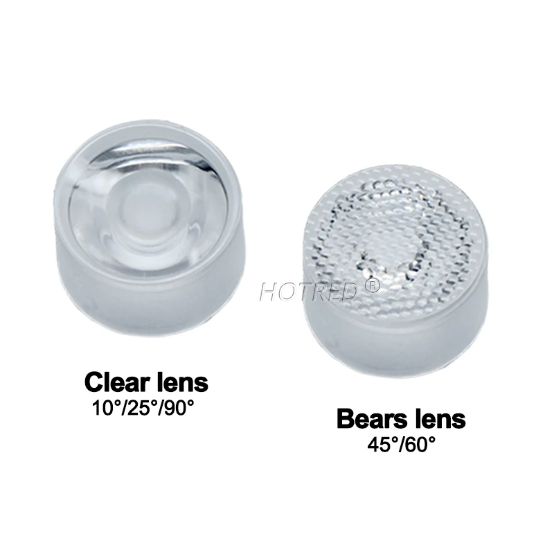 LED Lens 1W 3W 3030 XPE 3535 13mm 10 20 30 45 60 90Degree Holder Waterproof XPG 3030 Chip Diode Clear Bead Plano Integrated lens