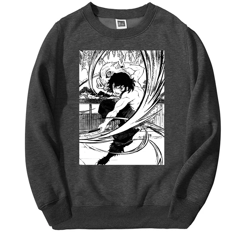 Demon Slayer Japan Anime Spring Men Fleece Fitness Sweatshirts Harajuku Inosuke Sportswear Tanjirou Nezuko Male Fleece Pullovers