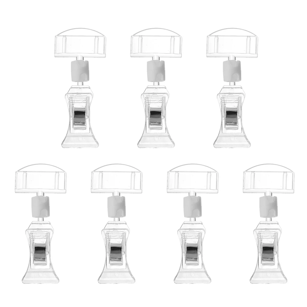 

7 Pcs Commodity Card Type Advertising Clip Clips Acrylic Display Price Tag Holder
