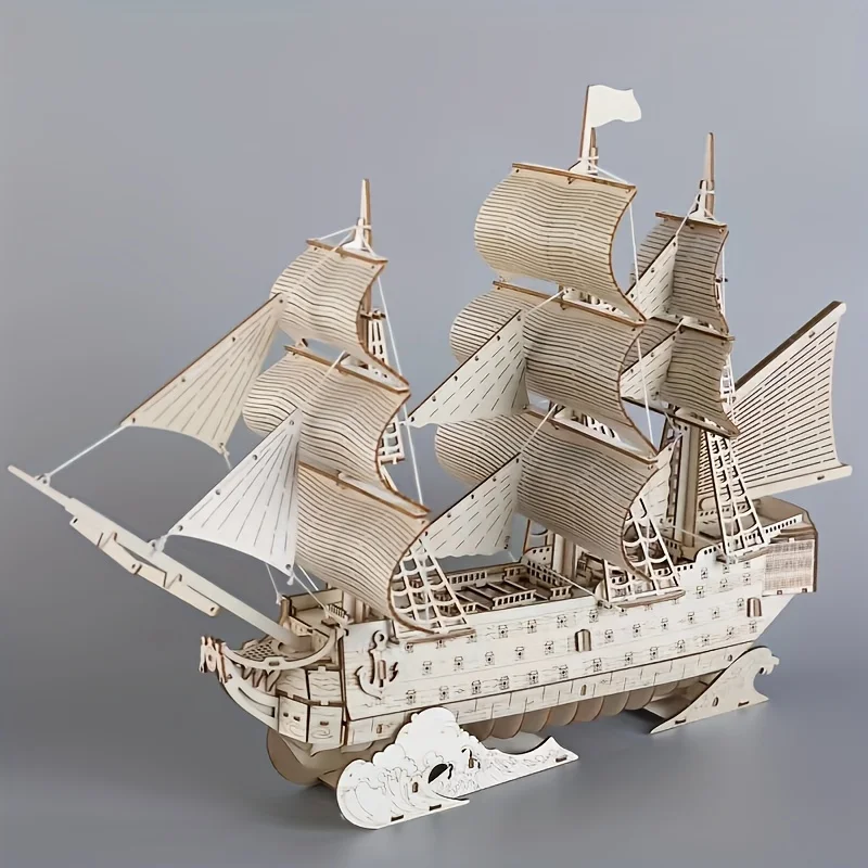 Kit de modèle de bateau en bois, 194 pièces, assemblage de Puzzle 3D, ornement artisanal en bois pour décoration de chambre à coucher et de salon, cadeau Unique