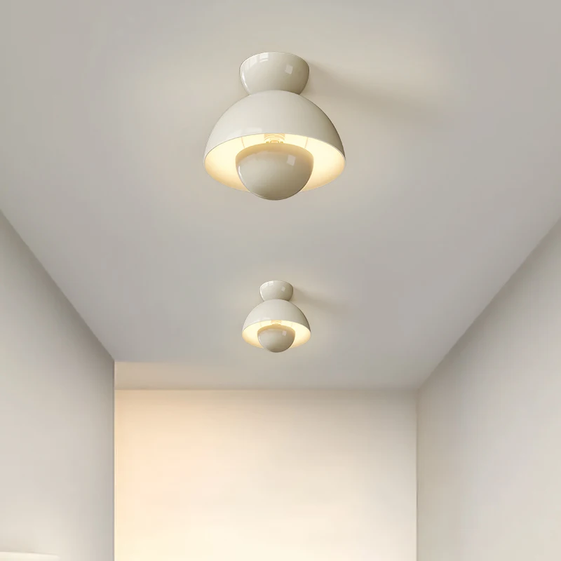 Off-white Bowl-shaped Ceiling Lamp Bedroom Ceiling Living Room Ceiling Lamp Cream Style Simple Lighting Decorative Lamps