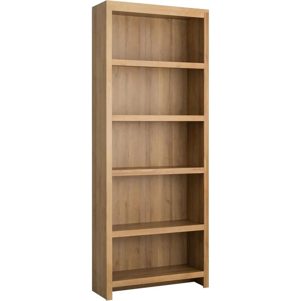 Moda 5-Tier Tall Wooden Bookcase, Oak Storage Cabinet, Display Cabinet, Bookshelf with Storage Shelves 31.75 W x 80 H x 12 D for