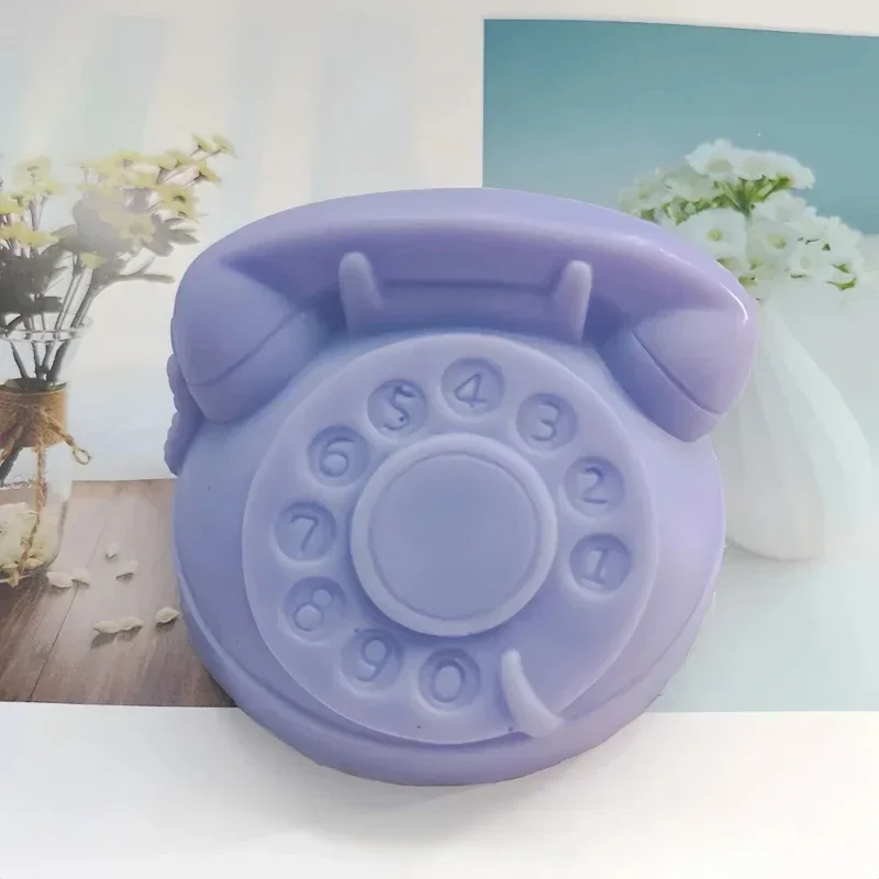 

New Arrival Landline Phone Shaped Soap Mold Handmade Aromatherapy Candle Gypsum Mould Creative Home Vintage Rotary Phone Shaped