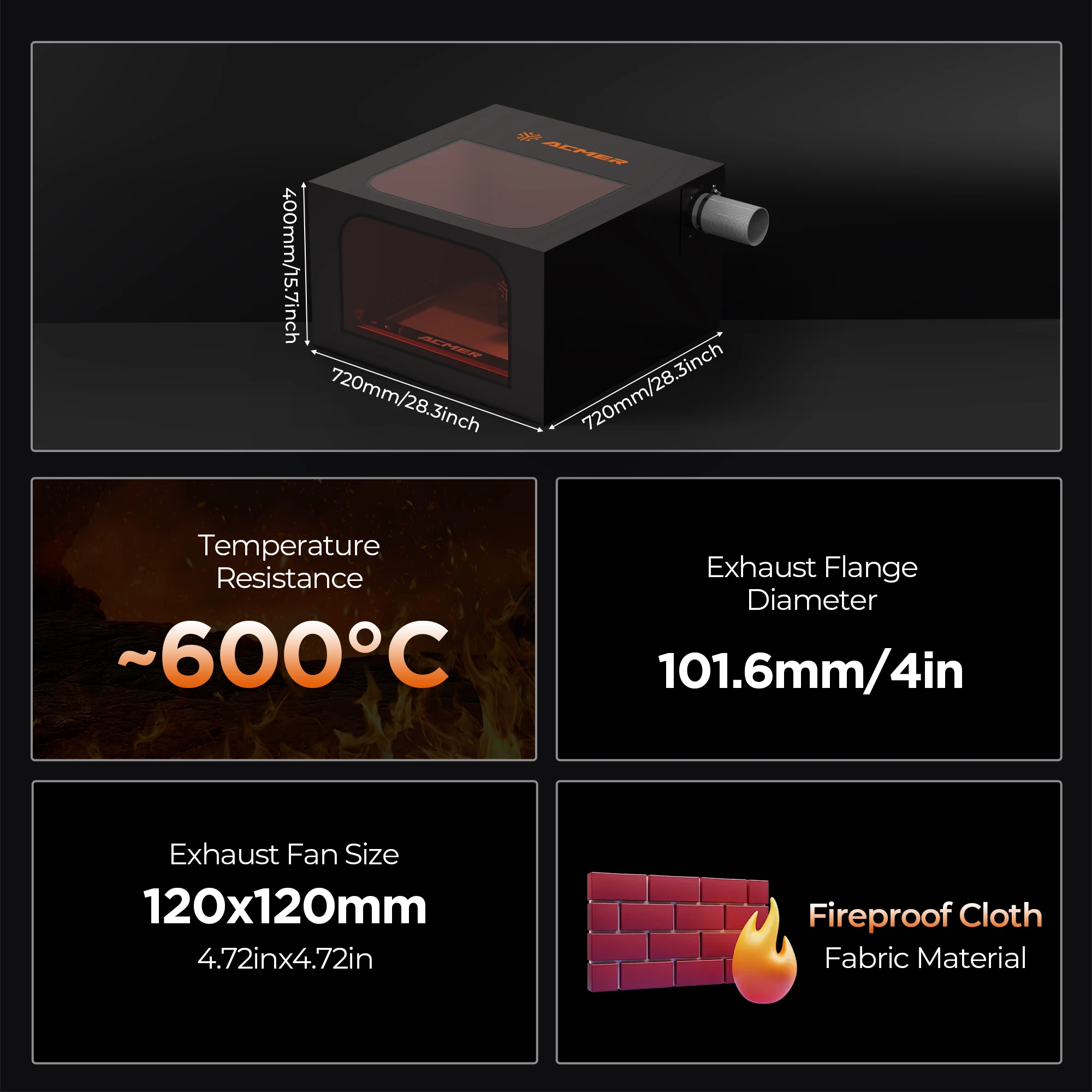 ACMER R20 Protective Cover For Laser Engraver Enclosure with Vent Eye Protection Dustproof Noise Reduction Engraver Accessories