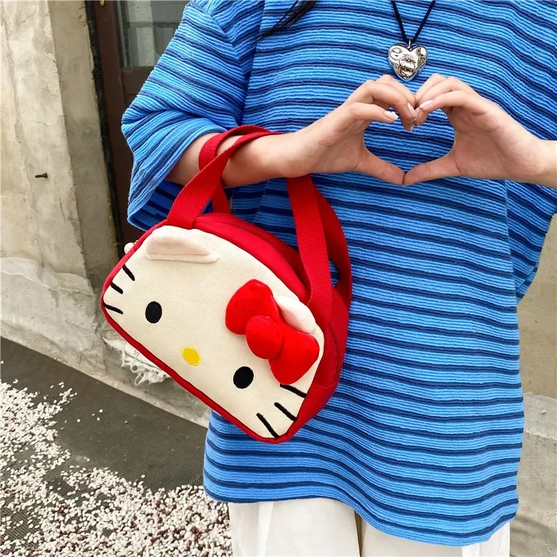 Sanurgente-Sac à main en toile de grande capacité pour enfants, sac de rangement de dessin animé, Hello Kitty, Semiccomprend le, nouveau