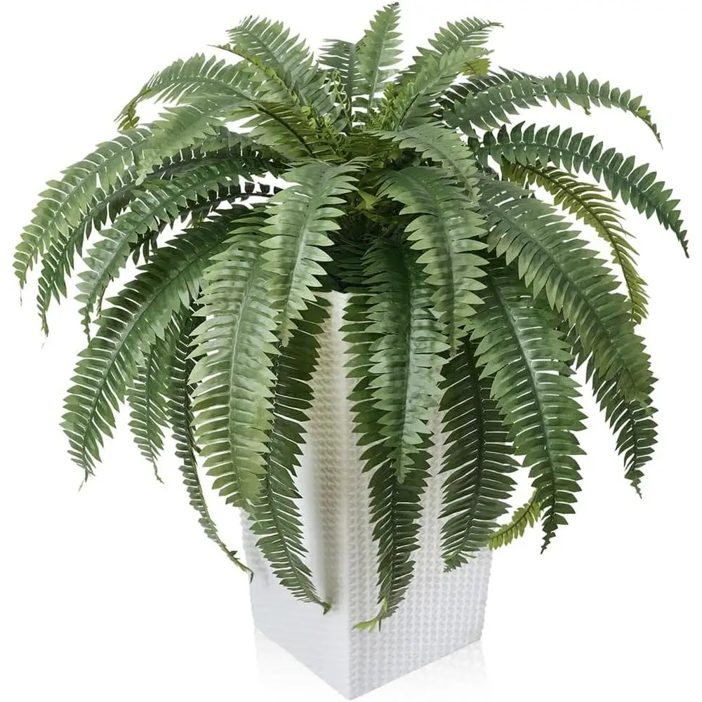 

48 Artificial Outdoor Plants - 39 Pieces UV-Resistant Greenery with Taper Planter for Porch, Patio, or Garden Decor