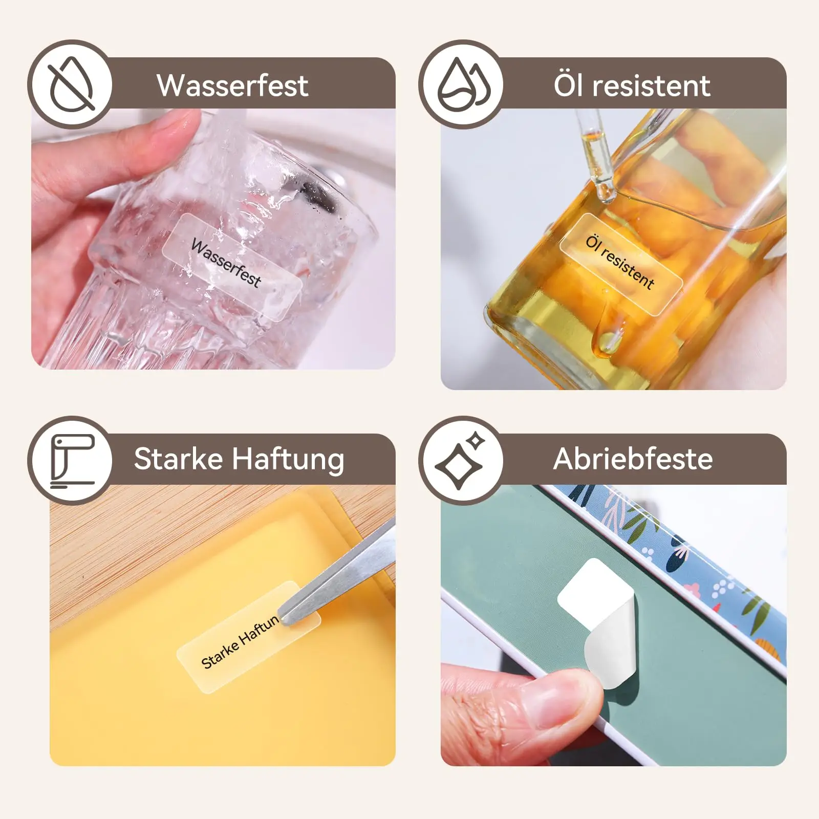 12x40/14x30mm Color on Clear Thermal Labels - Waterproof Oilproof Stickers for Kitchen/Office/Cable, Compat. Phomemo D30/Q30