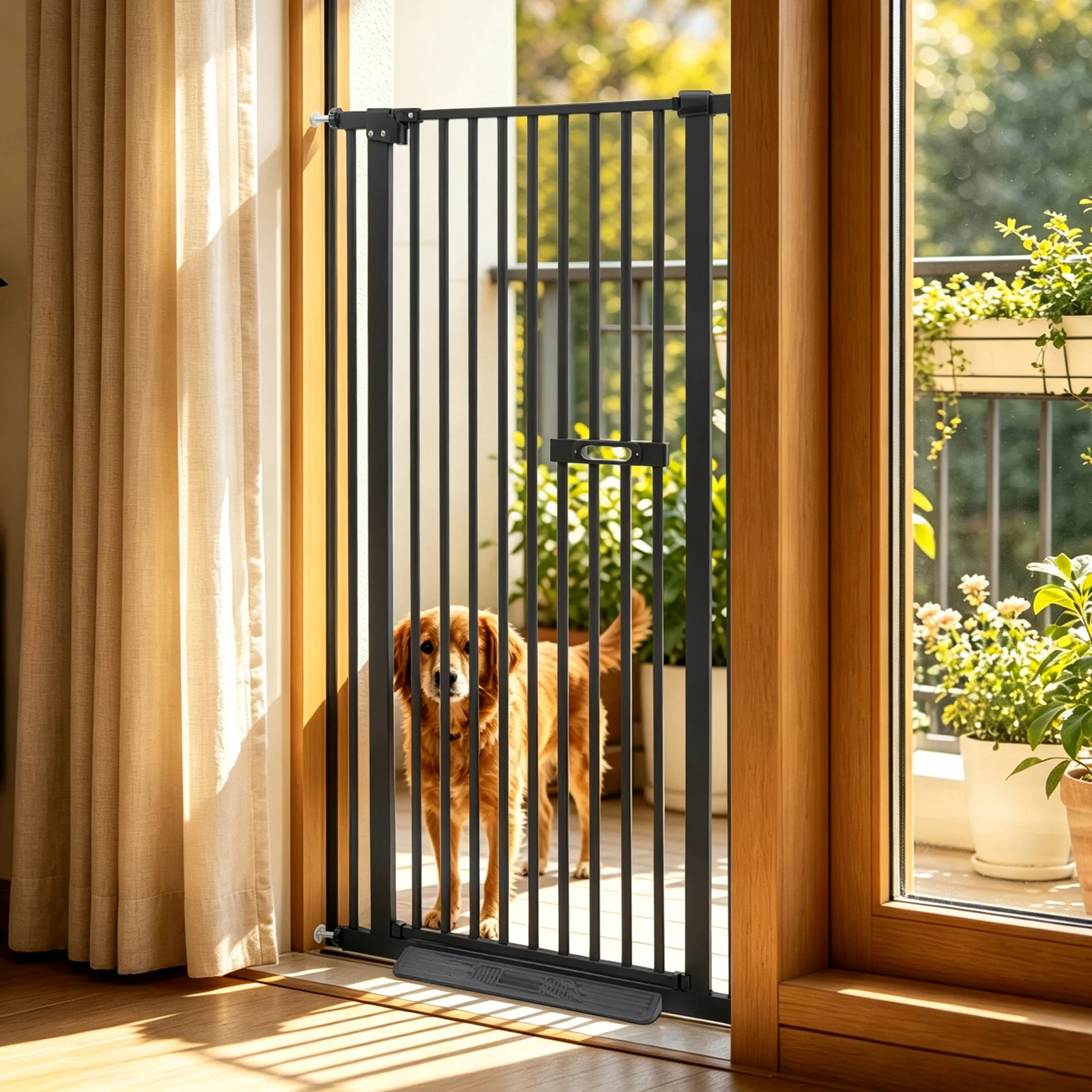 Cancelletto per animali domestici extra alto, 150 cm, porta protettiva per animali, colore nero, regolabile da 30 a 33,5 pollici, doppio sistema di chiusura, 180. ° Facile da installare, non