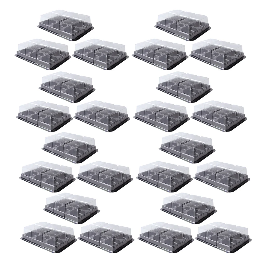 50 Uds. Cajas de embalaje para bolas de masa de arroz glutinoso, Mini cajas para pasteles, cubierta transparente, embalaje de pastelería ligero para panadería