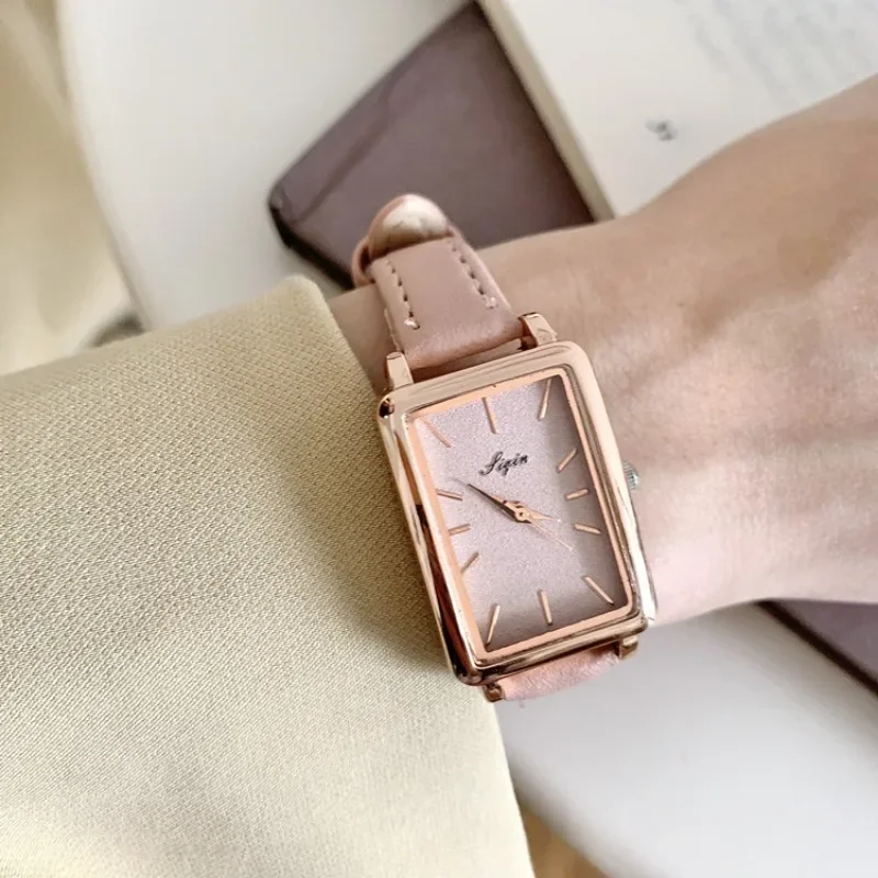 Watches for Women Minimalist Rectangular Quartz Wristwatch Small Noble Student 2024 New Thin Strap Female Clock Relogio Mujer