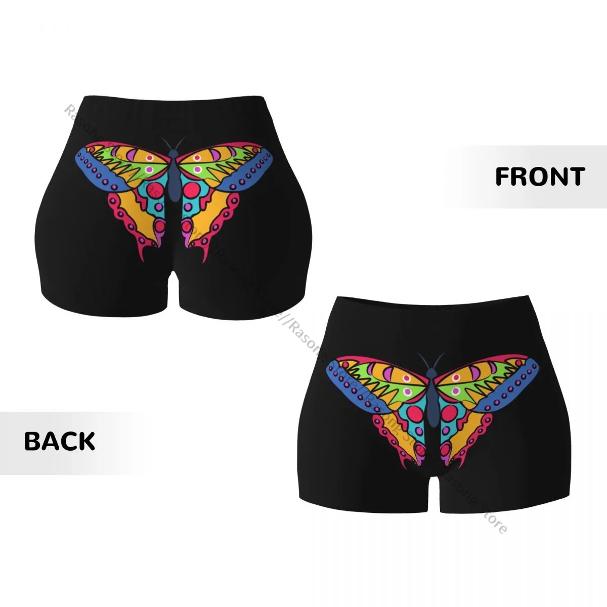 Short de course Push Up à élasticité courte, froissé sur les fesses, papillon coloré, Short de sport, vêtements de gymnastique pour femmes