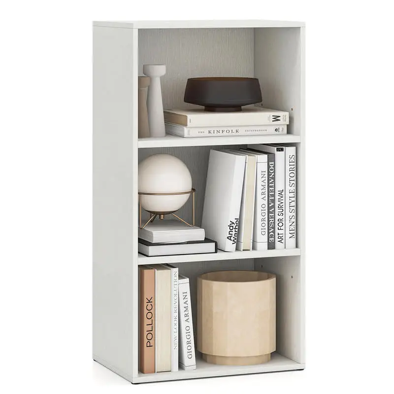 

3 Open Shelf Bookcase Modern Storage Display Cabinet-White