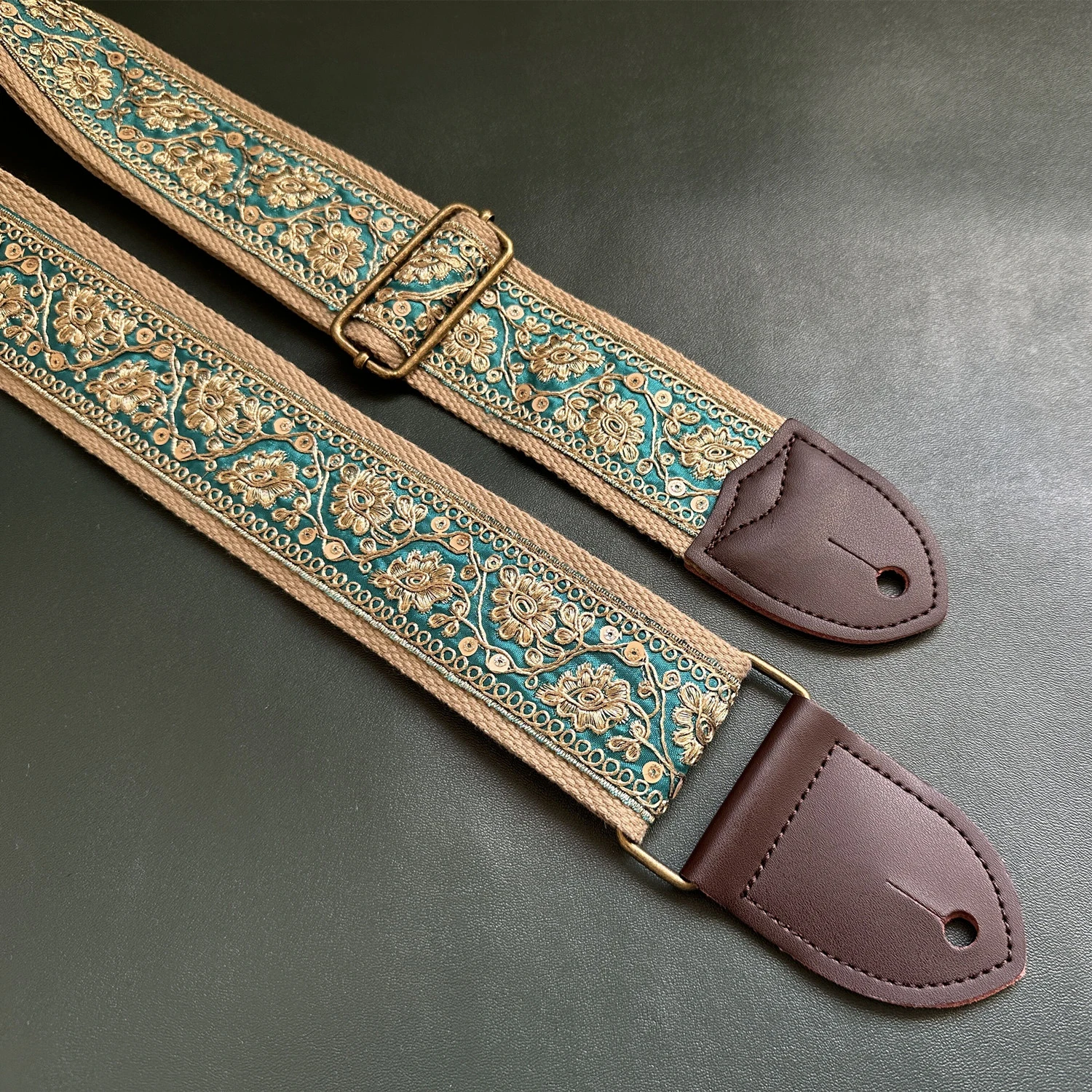 Handmade gold thread Seiko embroidered retro guitar bass universal strap