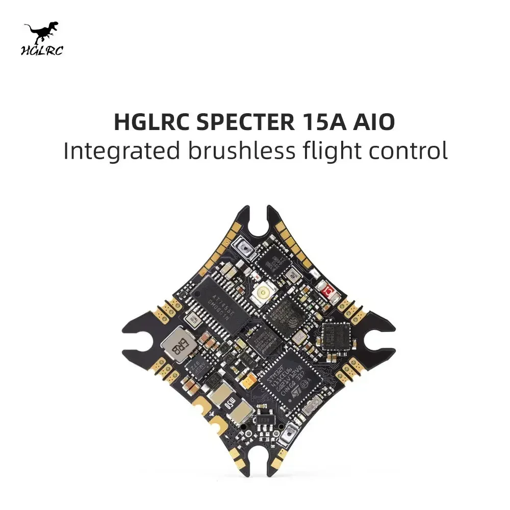 HGLRC SPECTER 15A ELRS AIO Flight Controller 2-4S, F411 FC Built-in UART ELRS 2.4G RX, 15A Bluejay ESC for Toothpick 3inch FPV