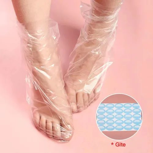 100PCS Transprent Disposable Hand Foot Bags Prevent Infection Remove Chapped Foot Hand Care SPA Wax Covers Bath Gloves Socks  Best5