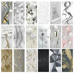 Modern Fashion White Pearl Door Stickers Self Adhesive 3D Abstract Line Strip Wallpaper Wardrobe Cabinet Fridge Mural Cover