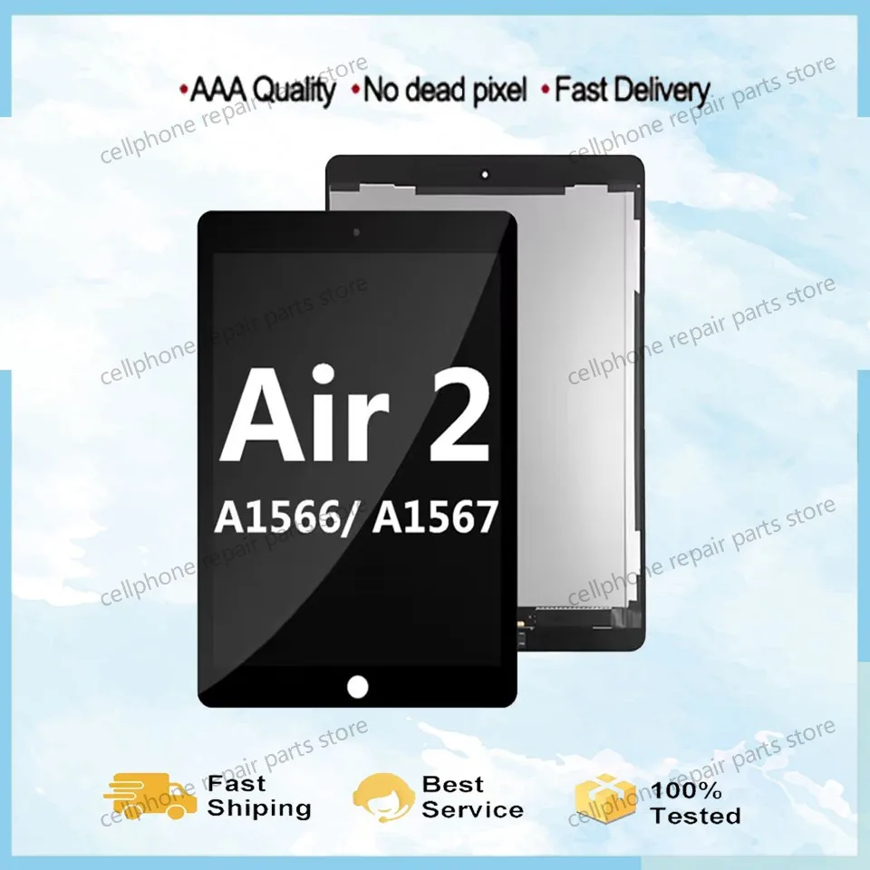

Tested For iPad Air 2 LCD Assembly For iPad 6 A1567 A1566 Lcd Display with Touch Screen Digitizer Panel Replacement