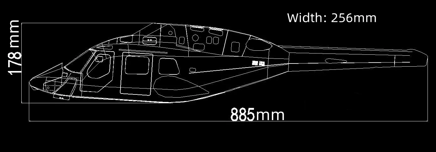 Roban 470 Größe Airwolf Hubschrauber Rumpf Glasfaserkörper Copter Abdeckung