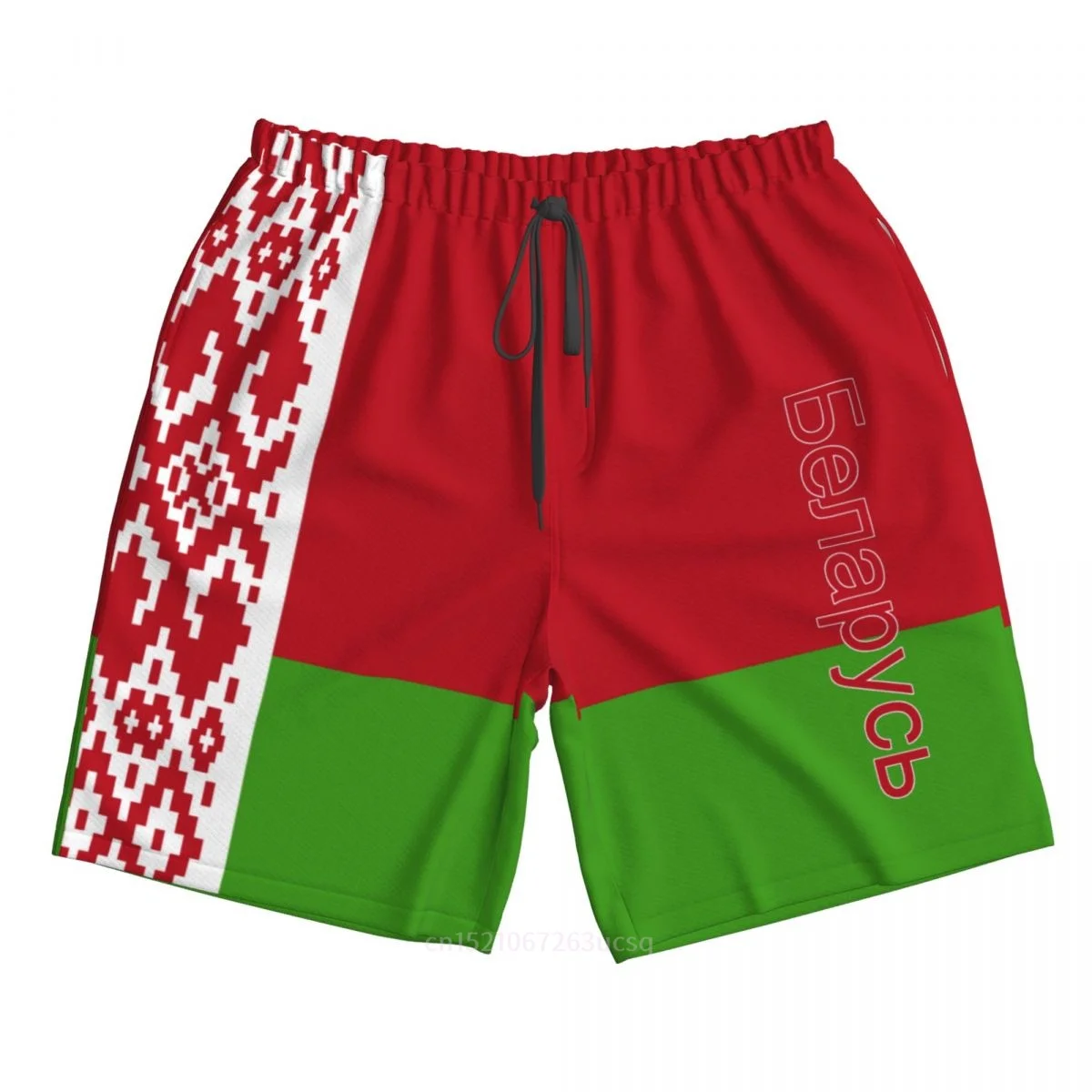 2023 Zomer Polyester Wit-rusland Land Vlag 3D Gedrukt Mannen Board Shorts Strand Zak Running Zomer Broek