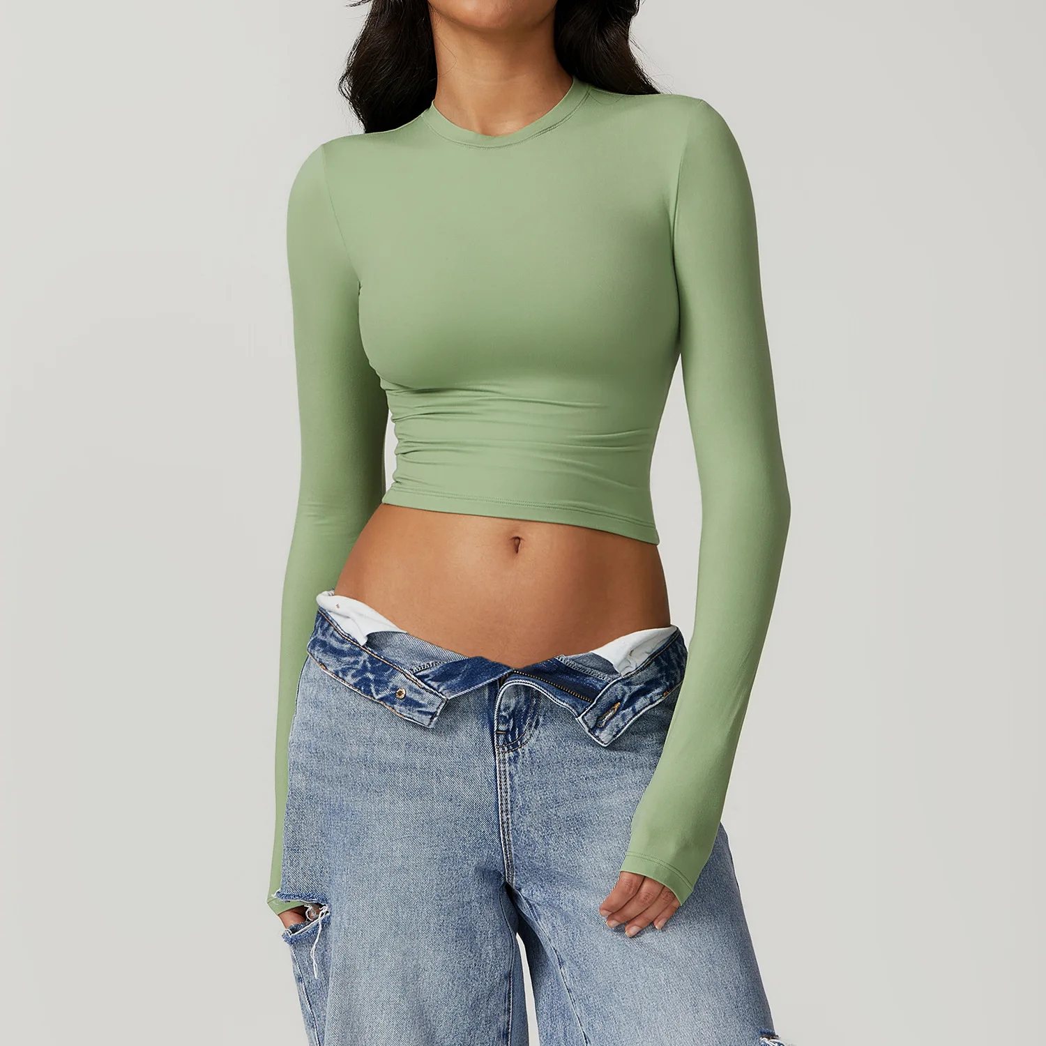 

New Women's Long Sleeve Top Yoga Shirts Running T-Shirt Workout Running Fitness Gym Sports Top Cycling Workout Training Crop Top