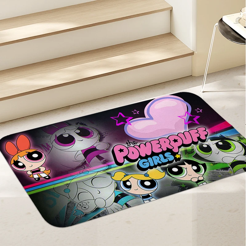 

Carpet for Bedroom The P-Powerpuffs Girls Floor Mats Front Door Living Room Bathroom Rug Washable Non-slip Kitchen Mats Home