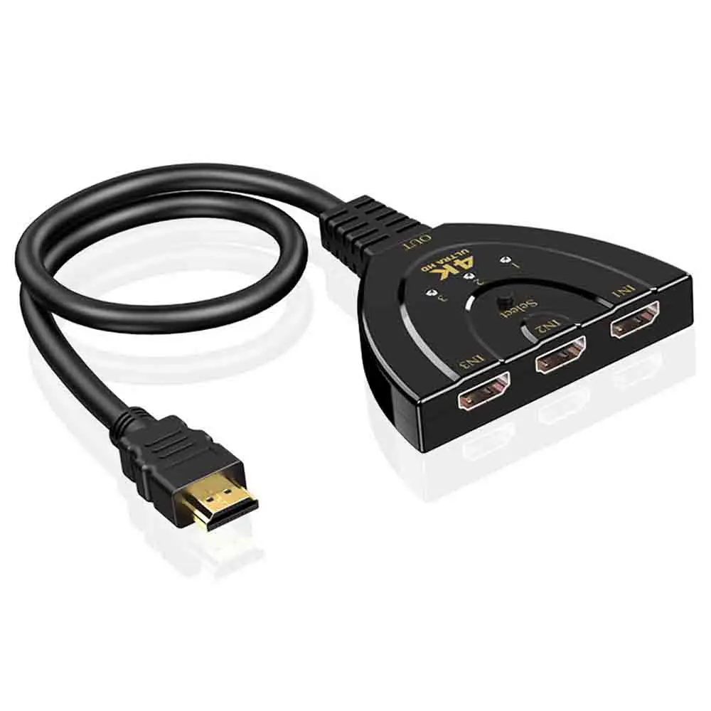 Mini 3 Port HDMI kompatibel dengan KVM Switch 1.4b 4K Switcher Splitter 1080P 3 dalam 1 Port keluar Hub untuk Xbox PS3 PS4 PC DVD HDTV 4K * 2K 3D