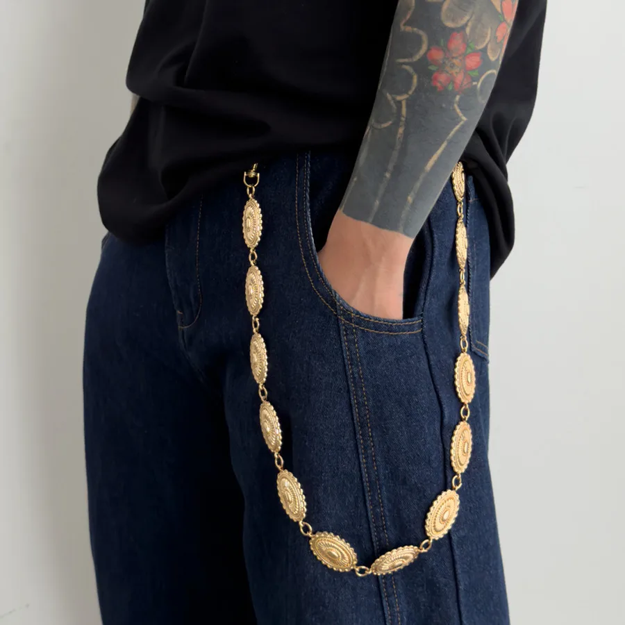 Salircon Goth Metall Runde Schlüsselbund Taille Gürtel Kette für Männer Punk Gürtel Kette Tasche Hosen Kette Jeans Hip Hop Straße Schmuck Geschenke