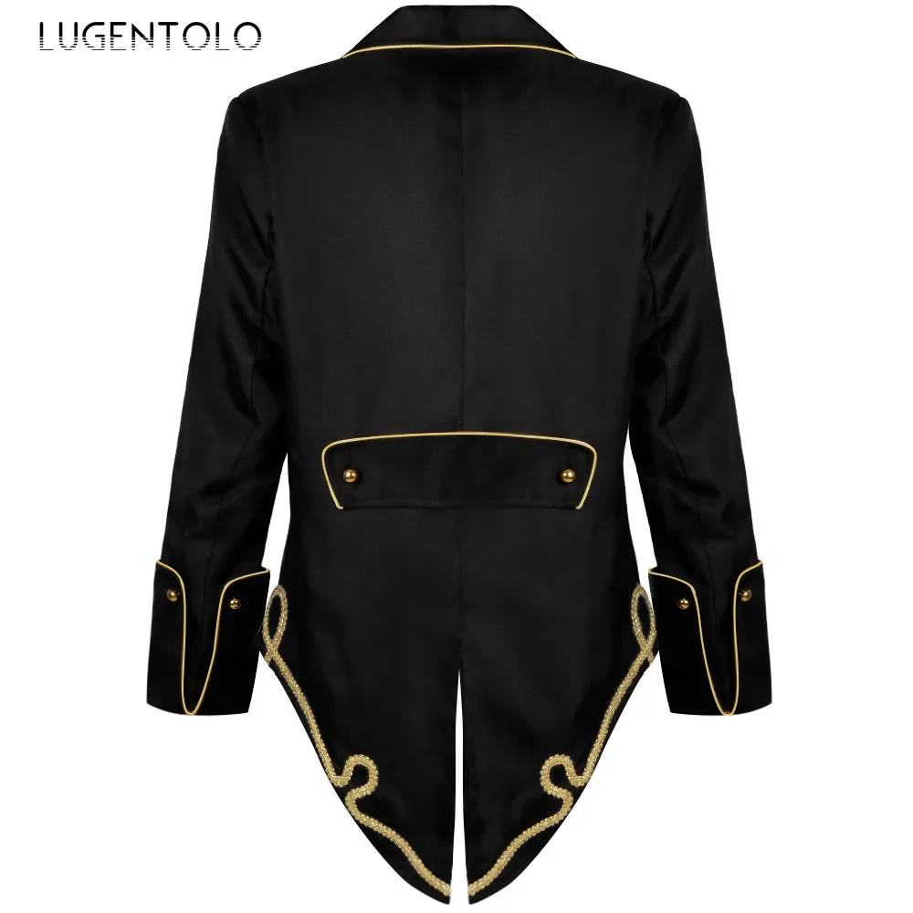 Men Court Tuxedo Jacket Medieval Performance Costumes Phnom Penh Embroidered  Embroidery Halloween Retro Party Coat Lugentolo