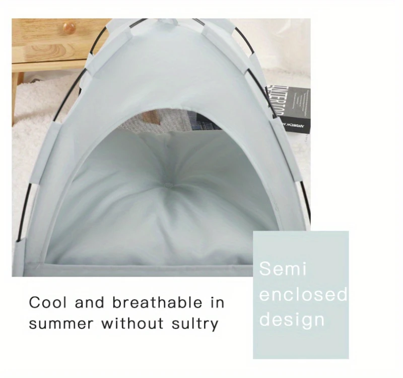 Foldable Pet Tent Bed Removable Cat Sofa Basket Canvas Semi-enclosed Cat House Hut Cat Sleeping Bed for Room Decor Pet Supplies view 4