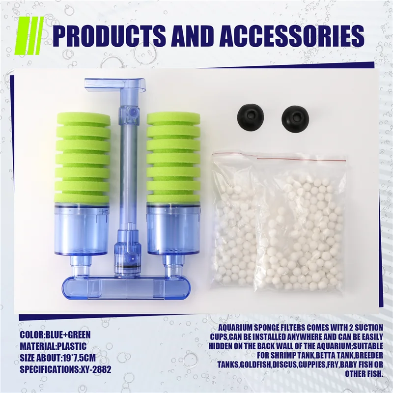 ABNL Aquarium Filter,Ultra Quiet Aquarium Biochemical Sponge Filter Fish Tank Air Pump Betta Fry Aquarium Fish Tank Water Fall D