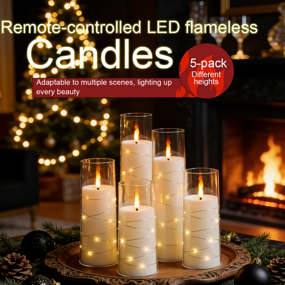 

Acrylic Flameless LED Electron Candles String Lights Timer for Valentine‘s Day Romantic Dinner Wedding Engagement Anniversary